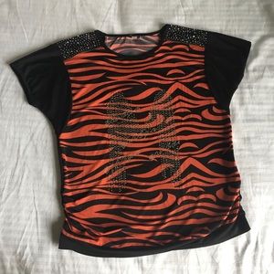 Tiger Print Short-Sleeved Top
